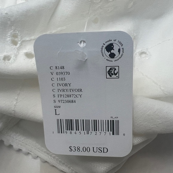 Intimately Free People Full Bloom Ivory Halter Top, Size Large, - Picture 10 of 10